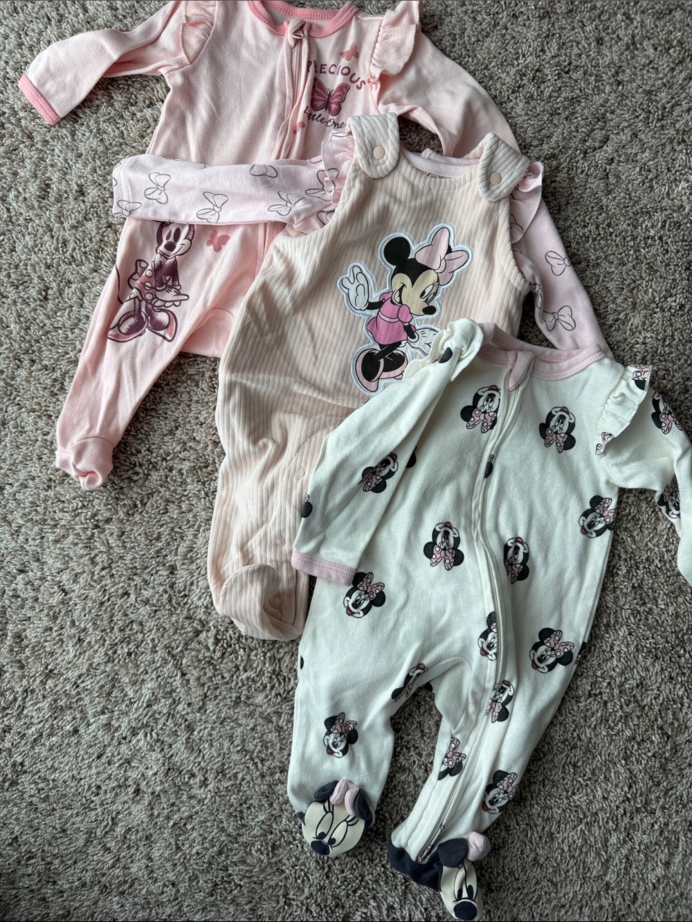 Disney Minnie Mouse footies + jumpsuit bundle